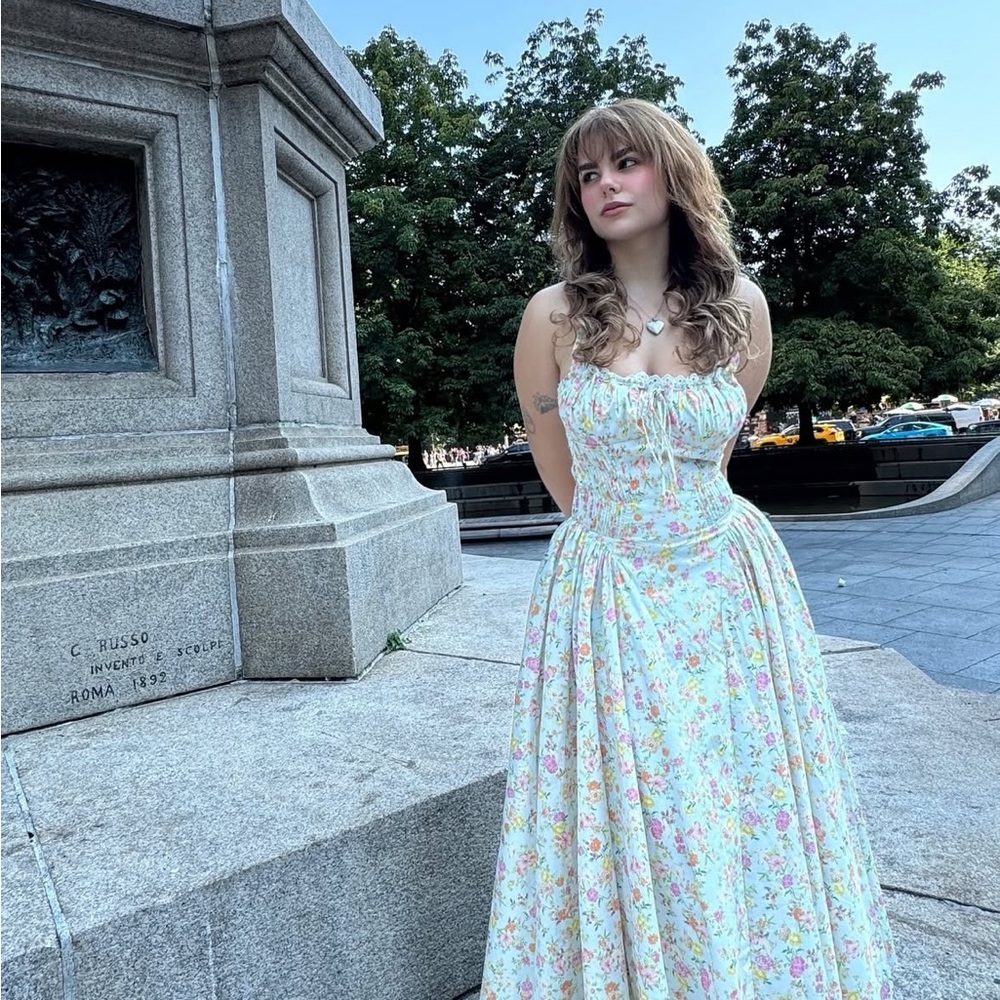 House of CB White and Blue Sundress for Wedding Guest